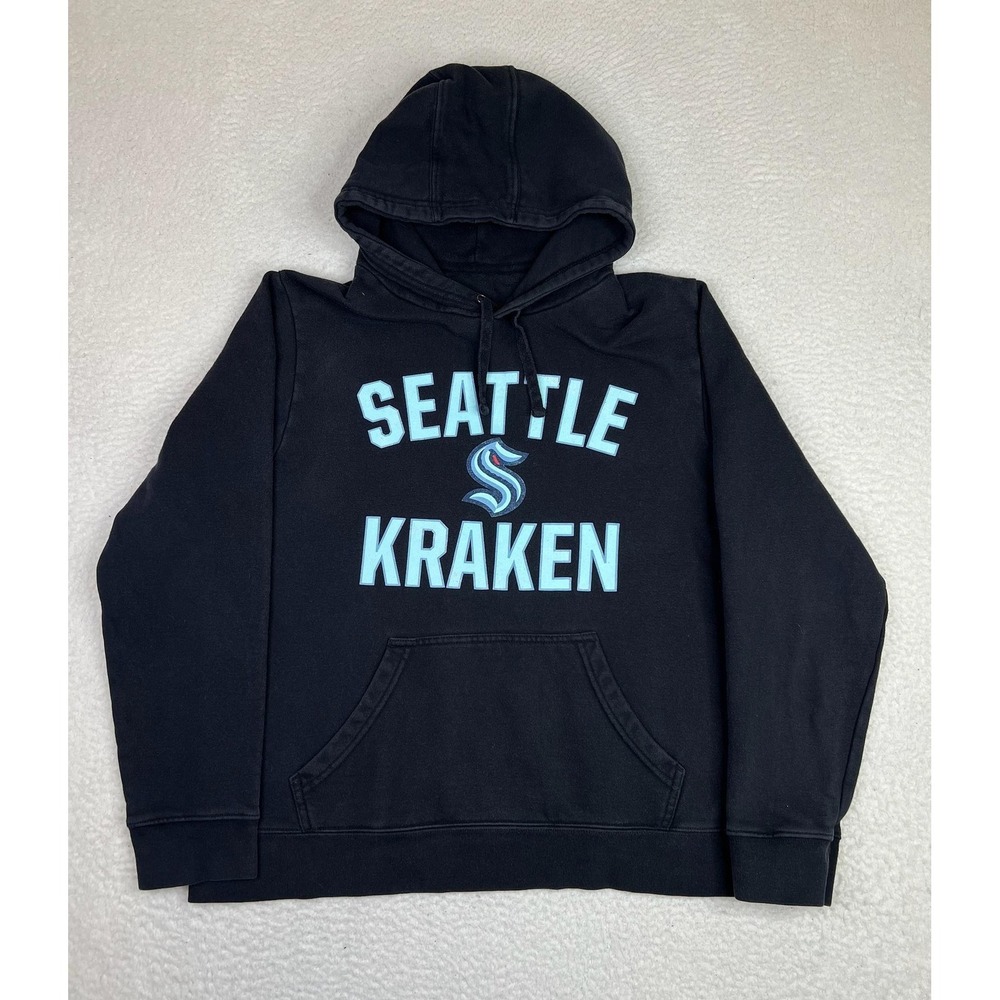 Seattle Kraken Hoodie Sweatshirt Mens‎ Large Black NHL Hockey Pullover Fleece
